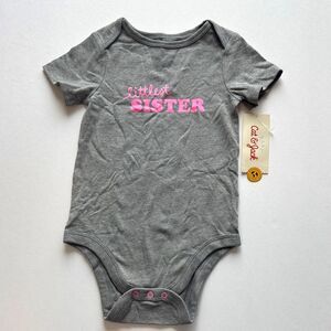 Cat & Jack Baby Gray Bodysuit with Pink 'Littlest Sister' Design Size 18 Months